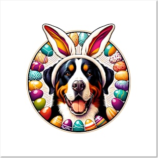 Greater Swiss Mountain Dog Celebrates Easter with Joy Posters and Art